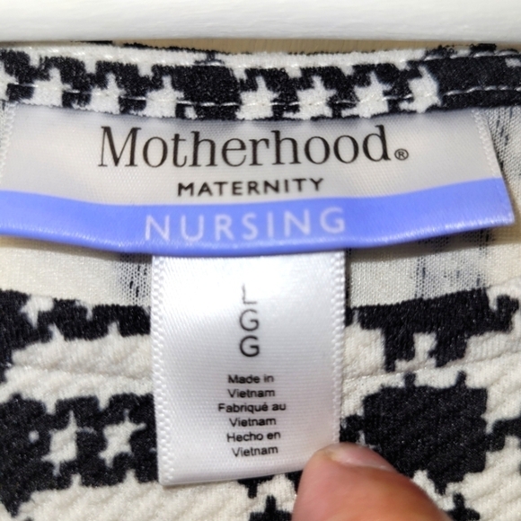 MOTHERHOOD MATERNITY NURSING Black & White LIFT UP ZIPPER DETAIL NURSING DRESS L - Picture 13 of 16